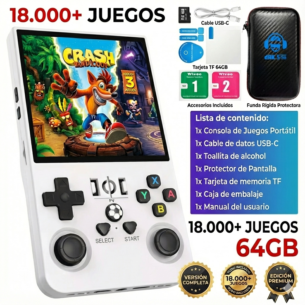 Consola Retro Portátil con 18.000 Juegos y 21 Emuladores