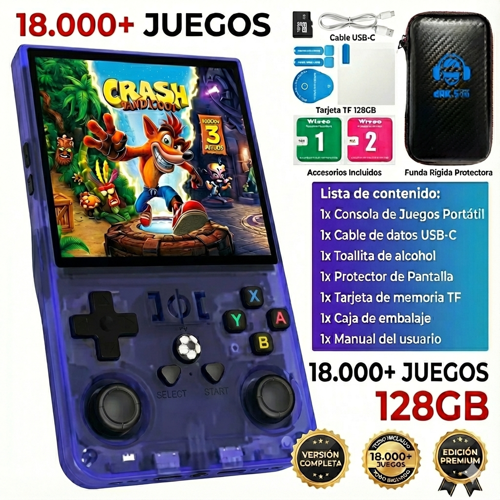 Consola Retro Portátil con 18.000 Juegos y 21 Emuladores