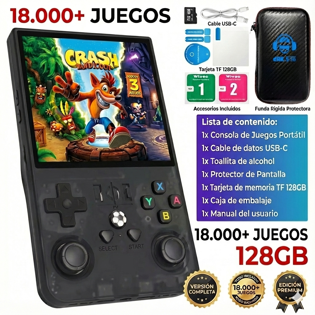 Consola Retro Portátil con 18.000 Juegos y 21 Emuladores