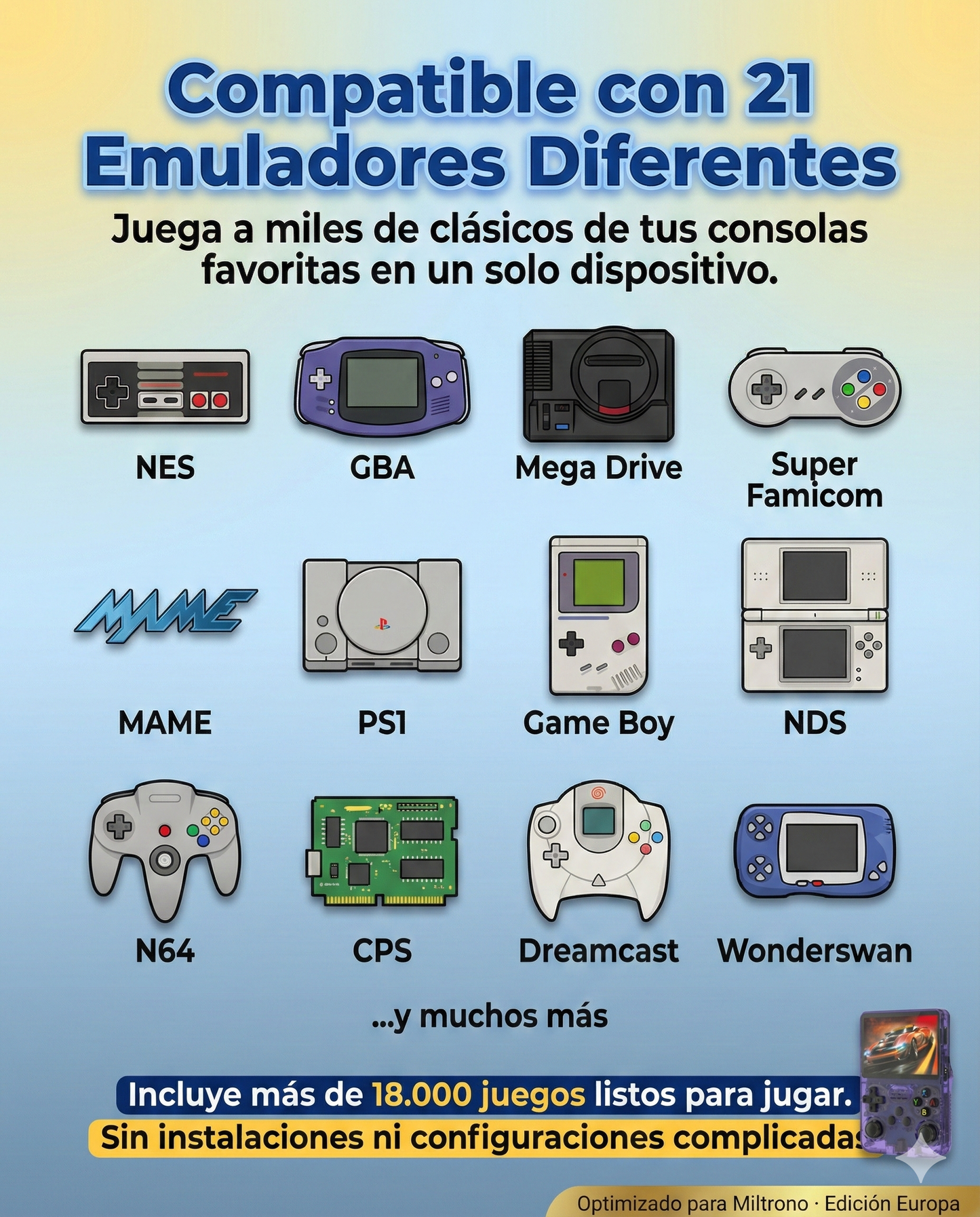 Consola Retro Portátil con 18.000 Juegos y 21 Emuladores