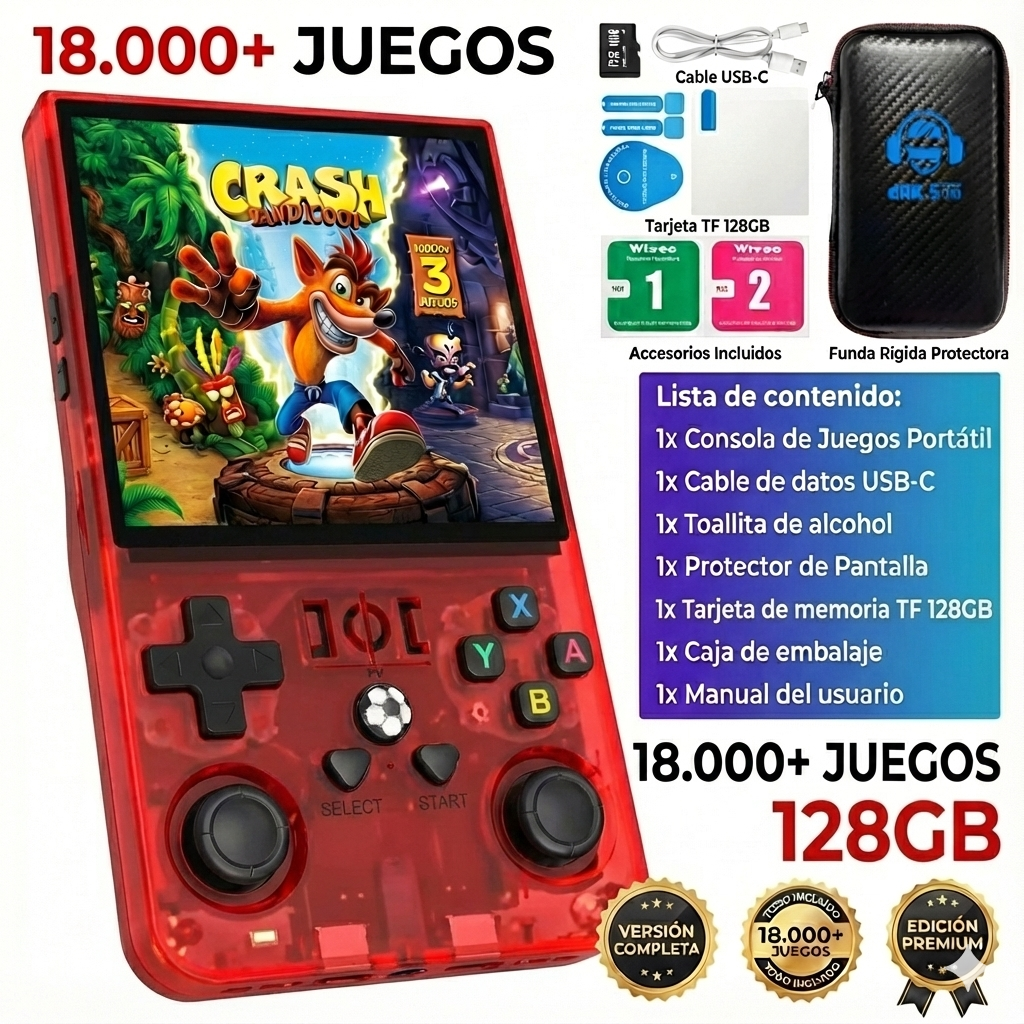 Consola Retro Portátil con 18.000 Juegos y 21 Emuladores