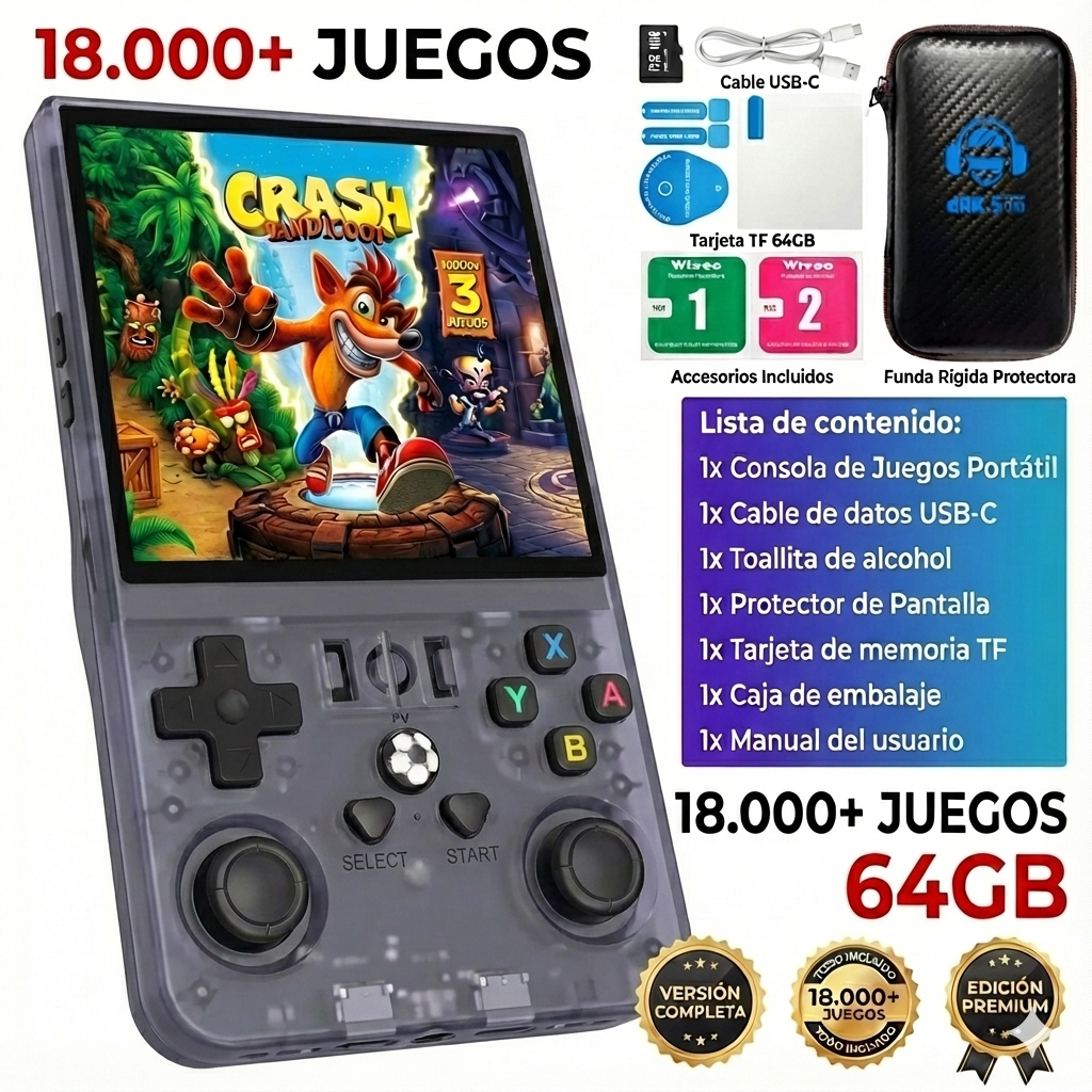 Consola Retro Portátil con 18.000 Juegos y 21 Emuladores