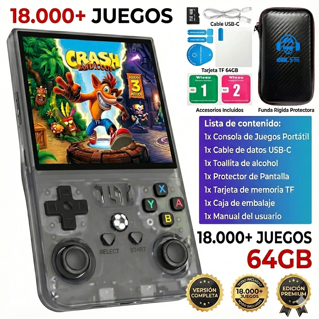 Consola Retro Portátil con 18.000 Juegos y 21 Emuladores